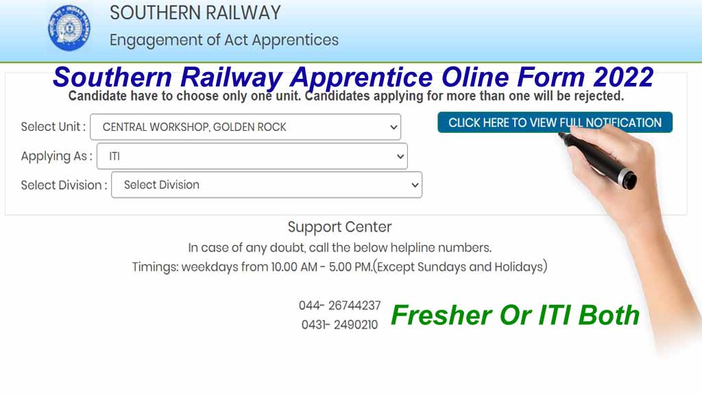 Southern railway apprentice online form 2022
