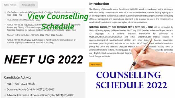 Neet ug counselling schedule 2022