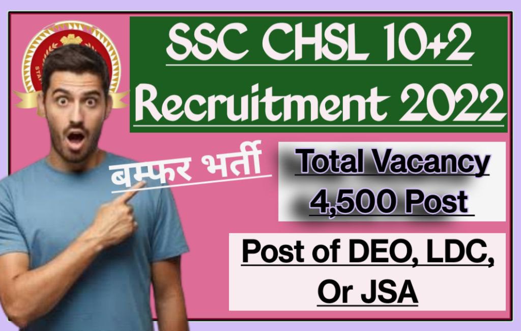 Ssc chsl 10+2 recruitment online form 2022