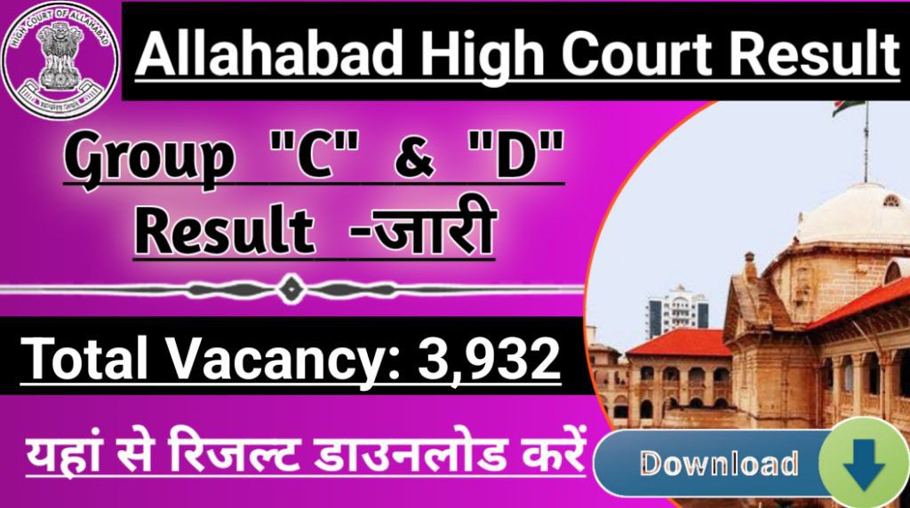 Allahabad high court group c and d result 2023, जारी किया गया परिणाम