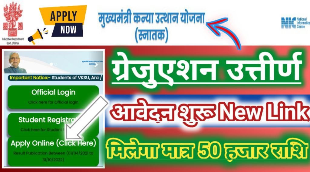 Bihar mukhyamantri graduation kanya utthan online form 2023, ग्रेजुएशन पास 50 हजार के लिए आवेदन शुरू, नया लिंक जारी