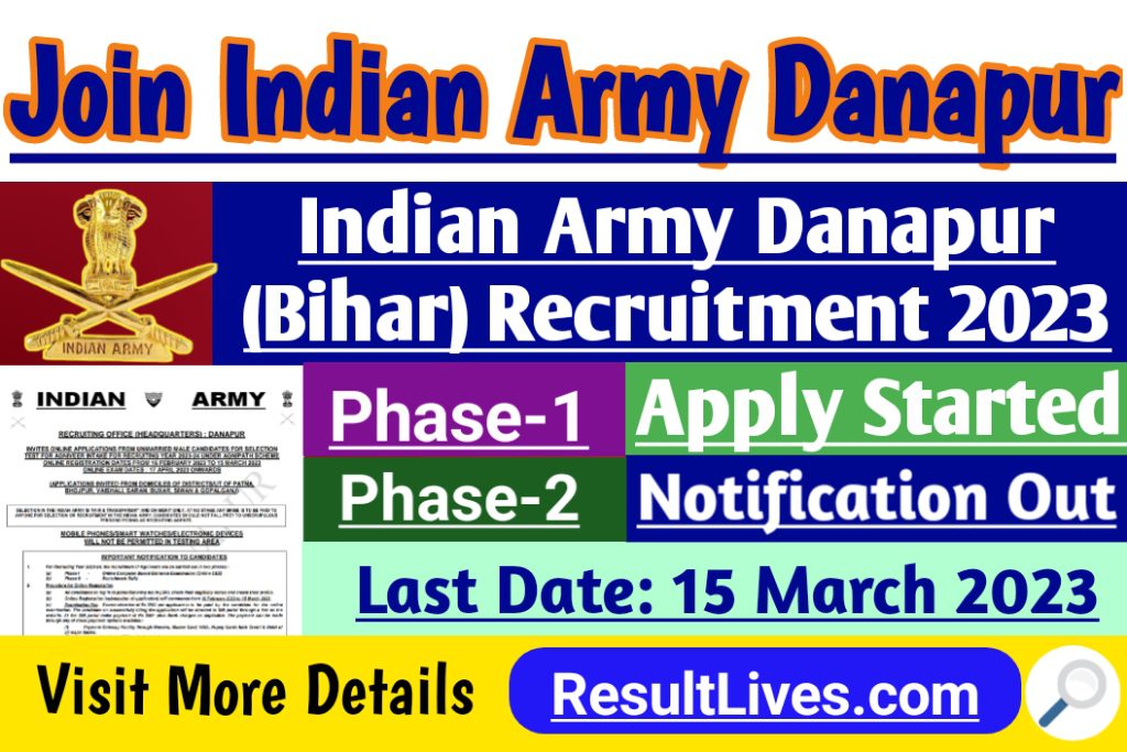 Indian army aro danapur rally 2023, apply start, notification out, direct link available