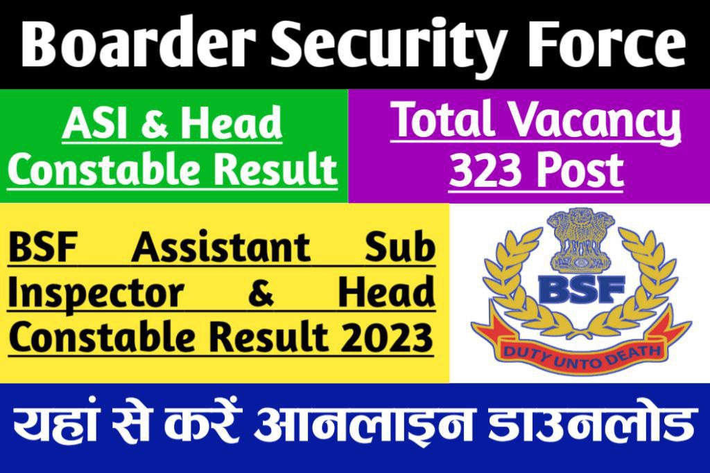 Bsf assistant sub inspector (steno) and head constable (ministerial) pst result 2023, bsf ने जारी किया 323 पद का परिणाम, यहाँ से करें डाउनलोड
