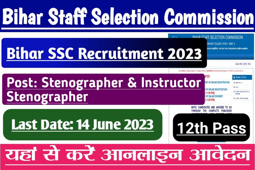 Bihar bssc stenographer/instructor stenographer recruitment 2023