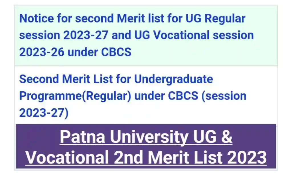 Patna university ug or vocational 2nd merit list 2023