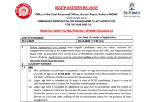 South eastern railway recruitment 2023 apply for various post