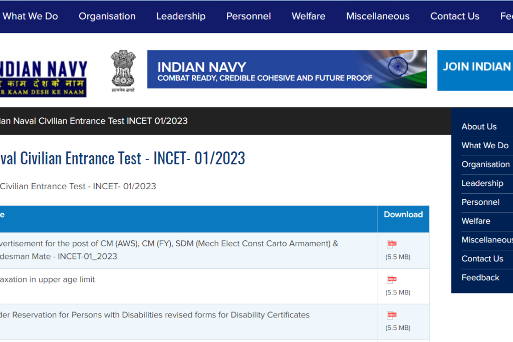Indian navy cet recruitment 2023 online form