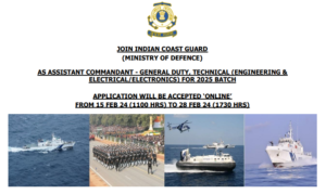 Indian coast guard recruitment 2024 notification out, apply for assistant commandant- general duty (gd)/tech (engg/elect) post eligibility, age limit, apply online direct link
