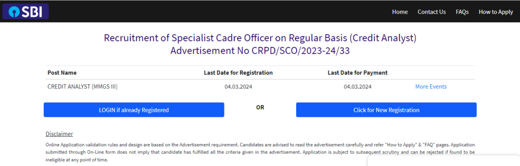 Sbi sco recruitment 2024 online form