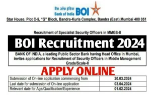 Bank of india recruitment 2024 notification out,