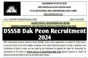 Dsssb dak peon recruitment 2024 online form