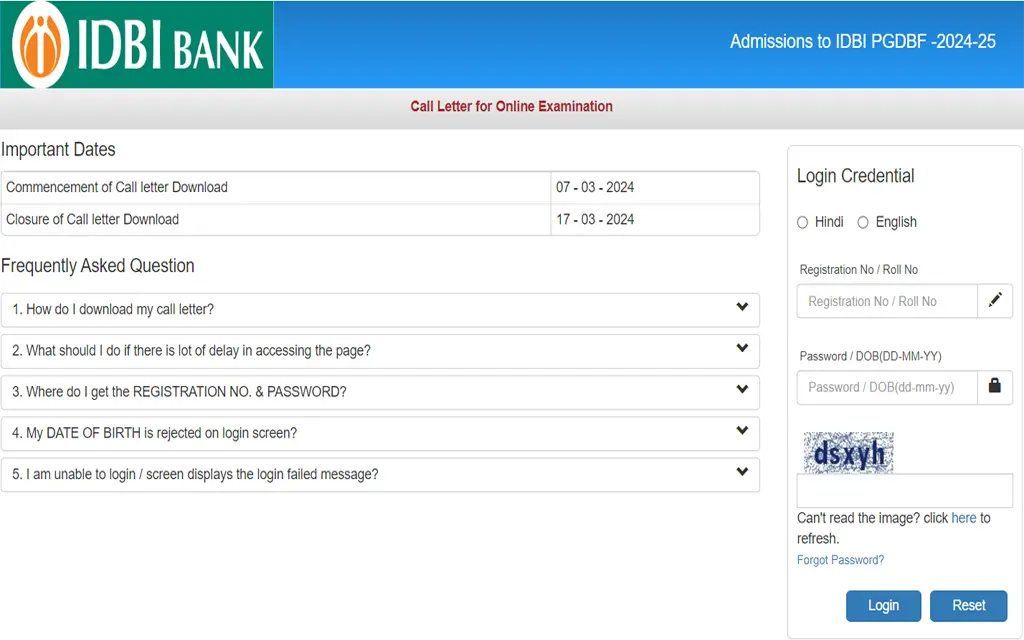 Idbi bank recruitment admit card 2024 for 500 posts