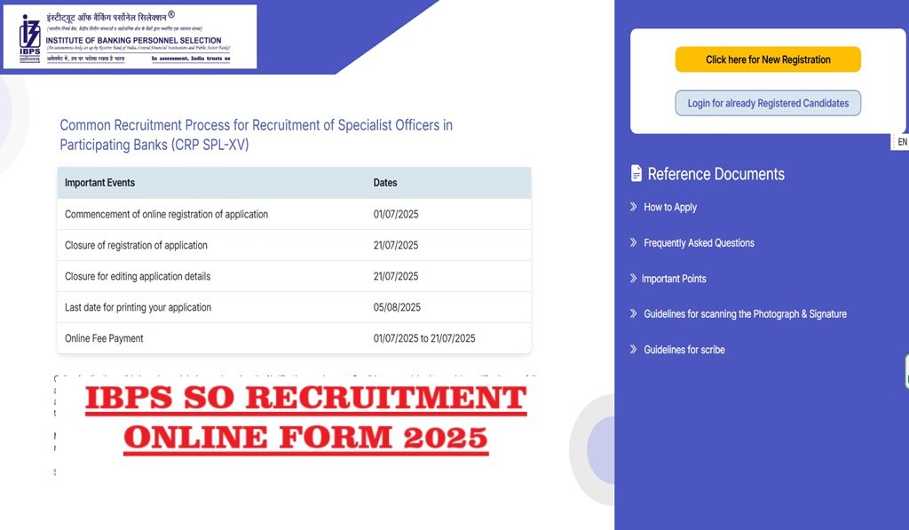 IBPS CRP SPL-XV Specialist Officers SO Recruitment 2025 Online Form, Eligibility Criteria, Age Limit, How to Apply, Direct Link for Registration Online