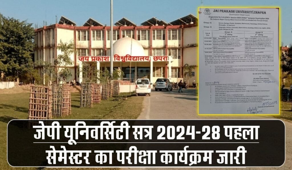 JP University UG 1st Semester 2024-28 Examination Program Out, Check Hall Ticket, How to Download Admit Card and Examination Program