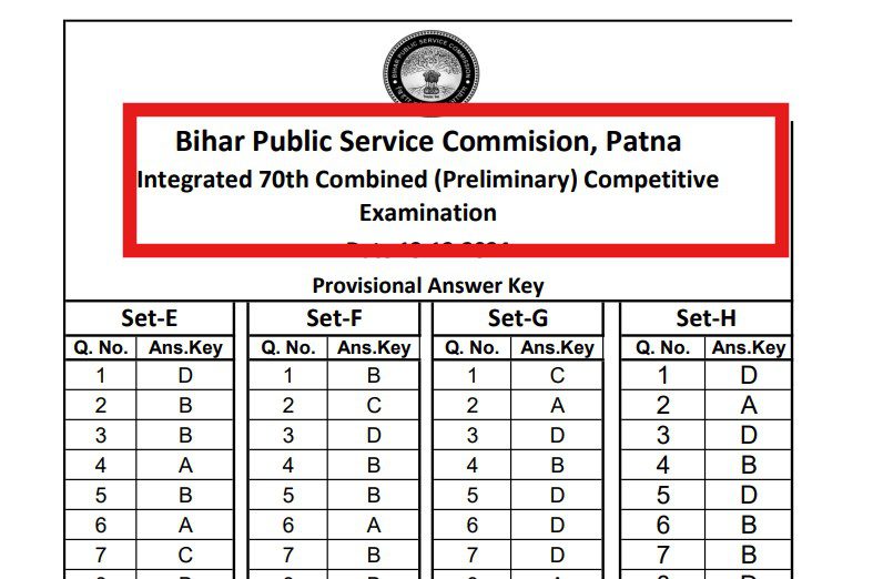 Bihar BPSC 70th Exam Answer Key 2025, Check through this link, How to download the answer key