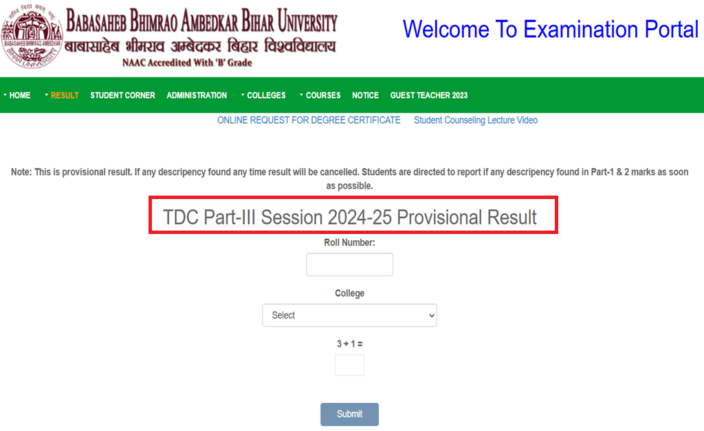 Brabu UG Part 3 Result Out -Check Result Given Here Direct Link at https://brabu.net!