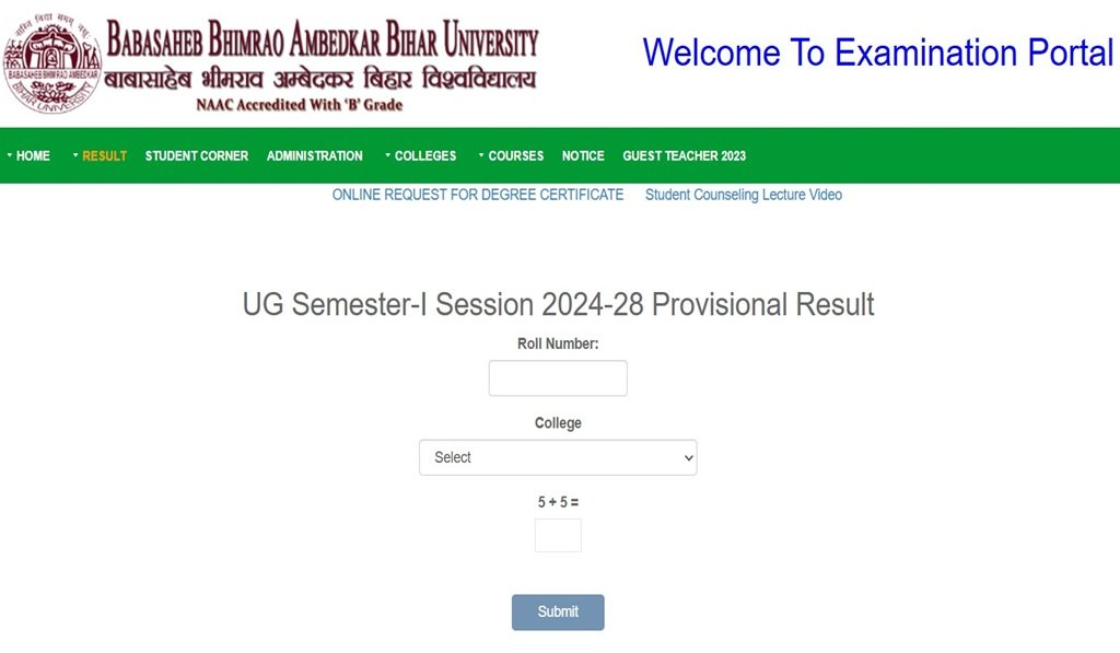 BRABU Bihar University, Muzaffarpur UG Semester 1 Session 2024-2028 Result Out