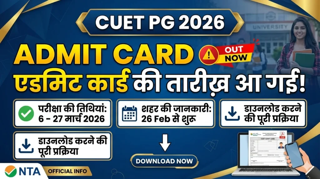 CUET PG Admit Card 2026 -Release Date