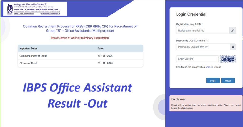 IBPS Office Assistant Result 2026 Out, Check Result Available Here Direct Link