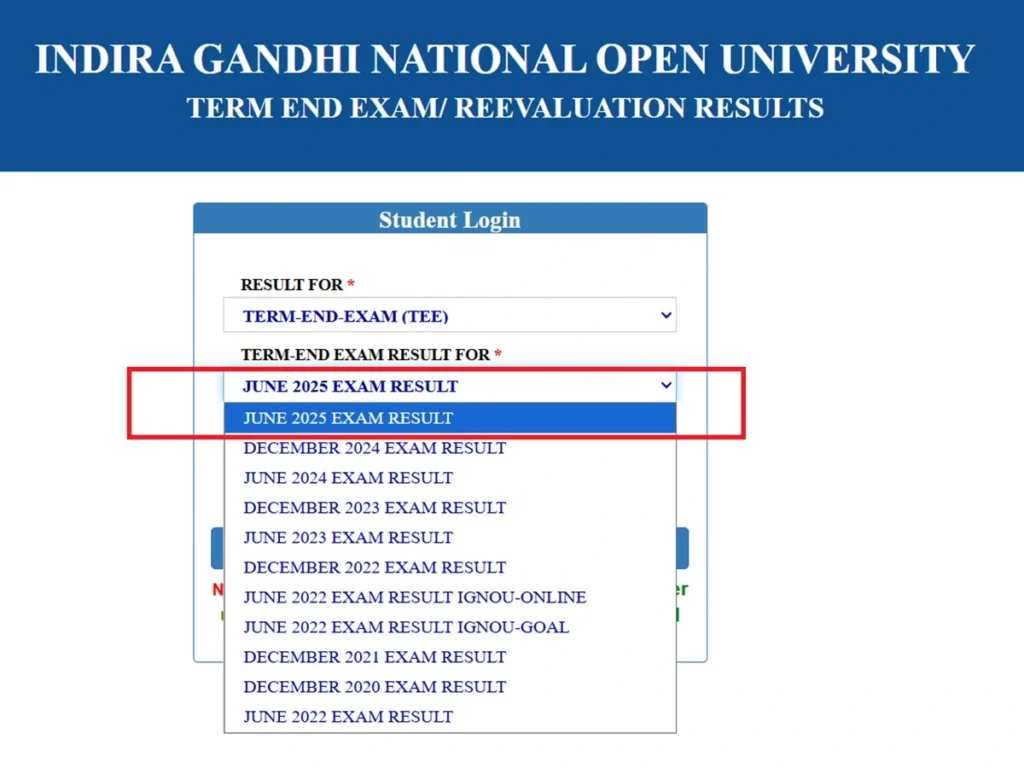 IGNOU TEE June 2025 Result - Check Result Available Direct Link Here at @termendresult.ignou.ac.in