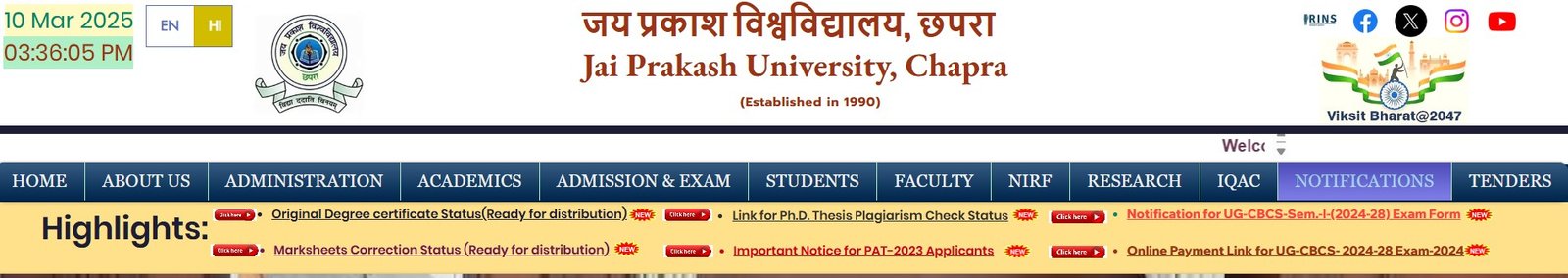 JP University UG 1st Semester 2024-28 Examination Program Out, Check Hall Ticket, How to Download Admit Card and Examination Program