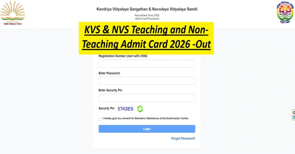 NVS and KVS Teaching & Non-Teaching Exam Admit Card 2025 2 NVS and KVS Teaching & Non-Teaching Exam Admit Card 2025