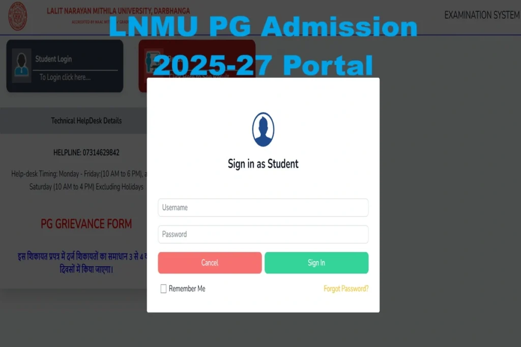 LNMU PG Admission 2025-27 Online form