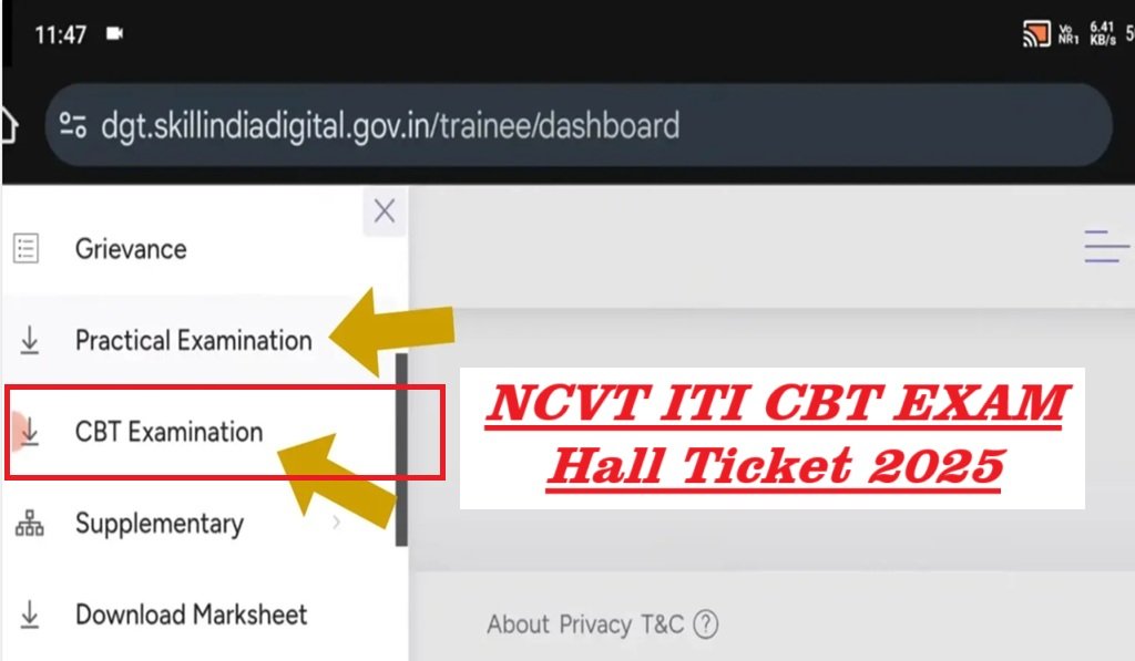 NCVT ITI CBT Exam Hall Ticket 2025