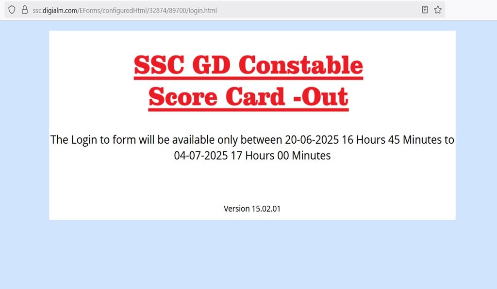 SSC GD Constable Score Card 2025 Out - Step-by-Step Download Guide, Score Now @ssc.digialm.com