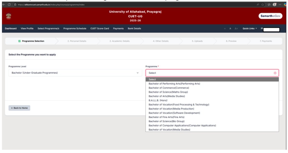 step 5 Allahabad University UG Admission 2025 
