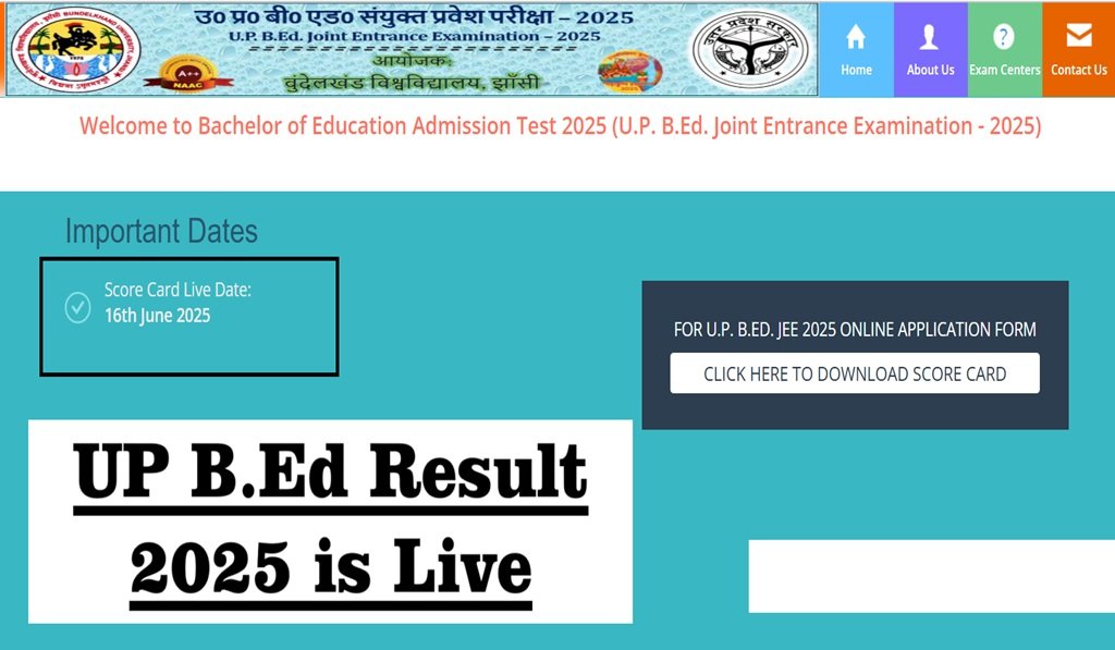 UP B.Ed Result 2025 Declared - Check Scorecard & Merit List @upbed.nic.in